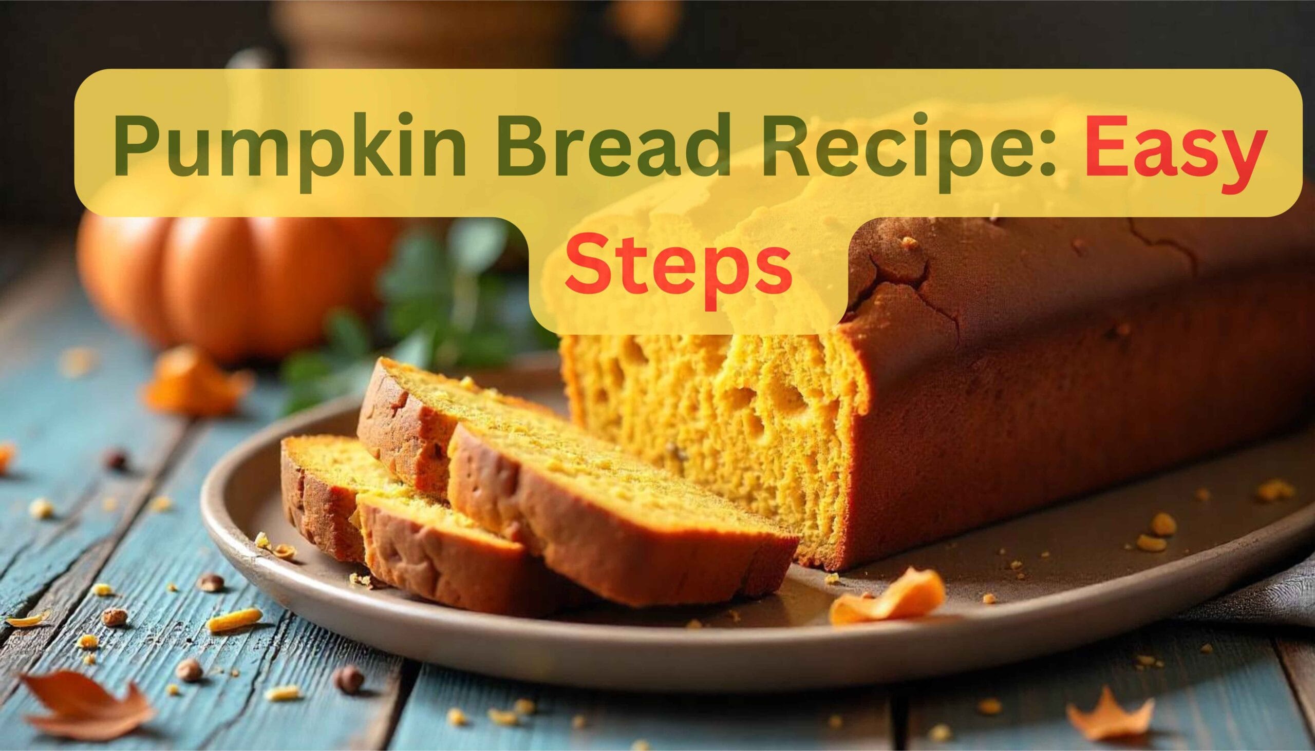A golden loaf of freshly baked pumpkin bread on a rustic wooden cutting board