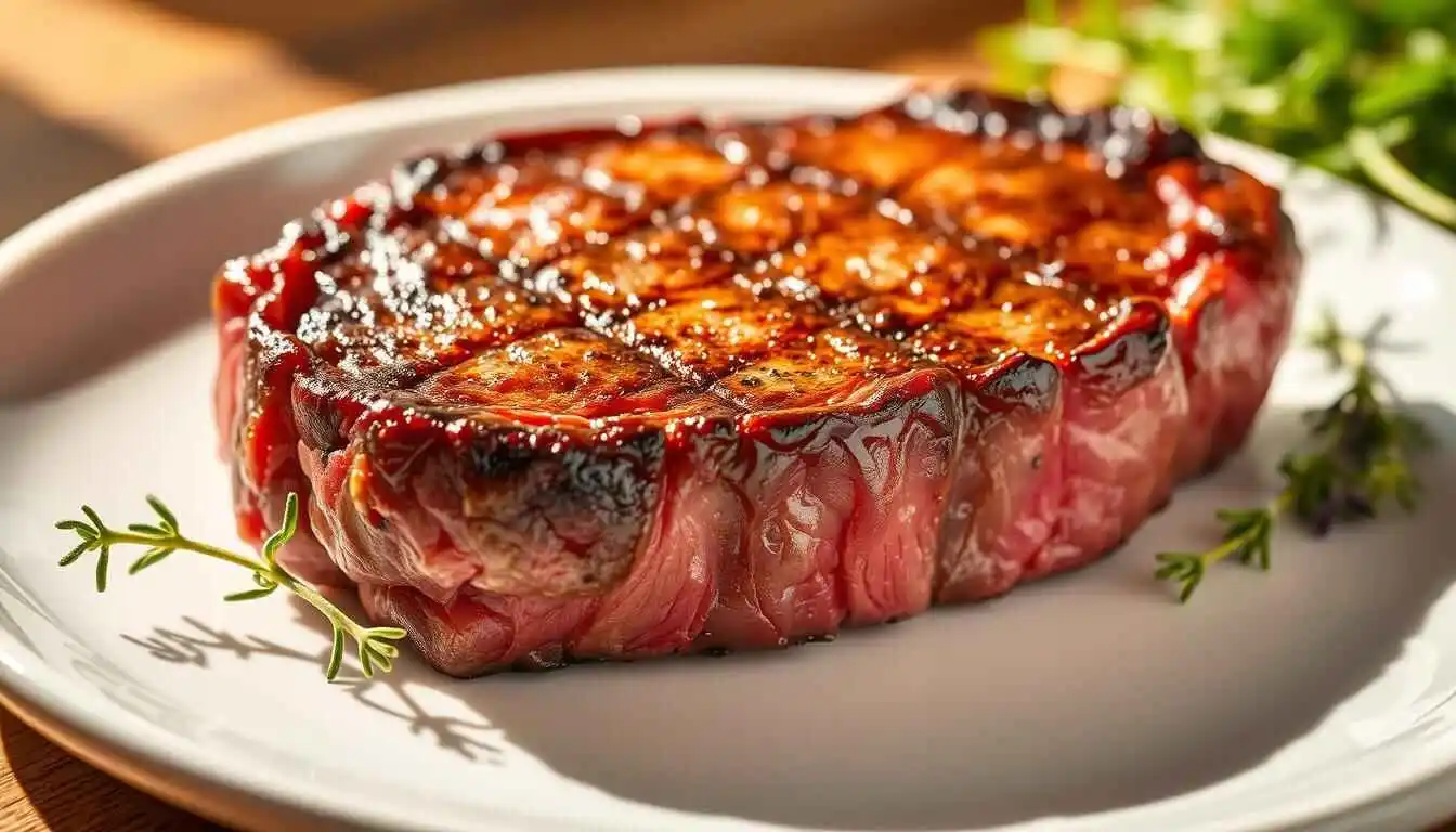 Delicious plate of Medium Rare Steak