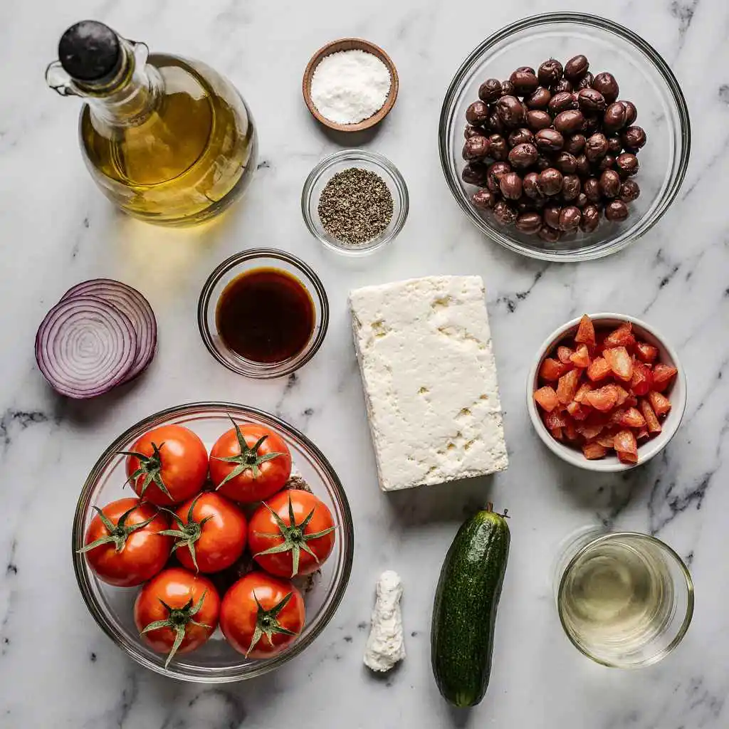 Greek cucumber tomato salad ingredients