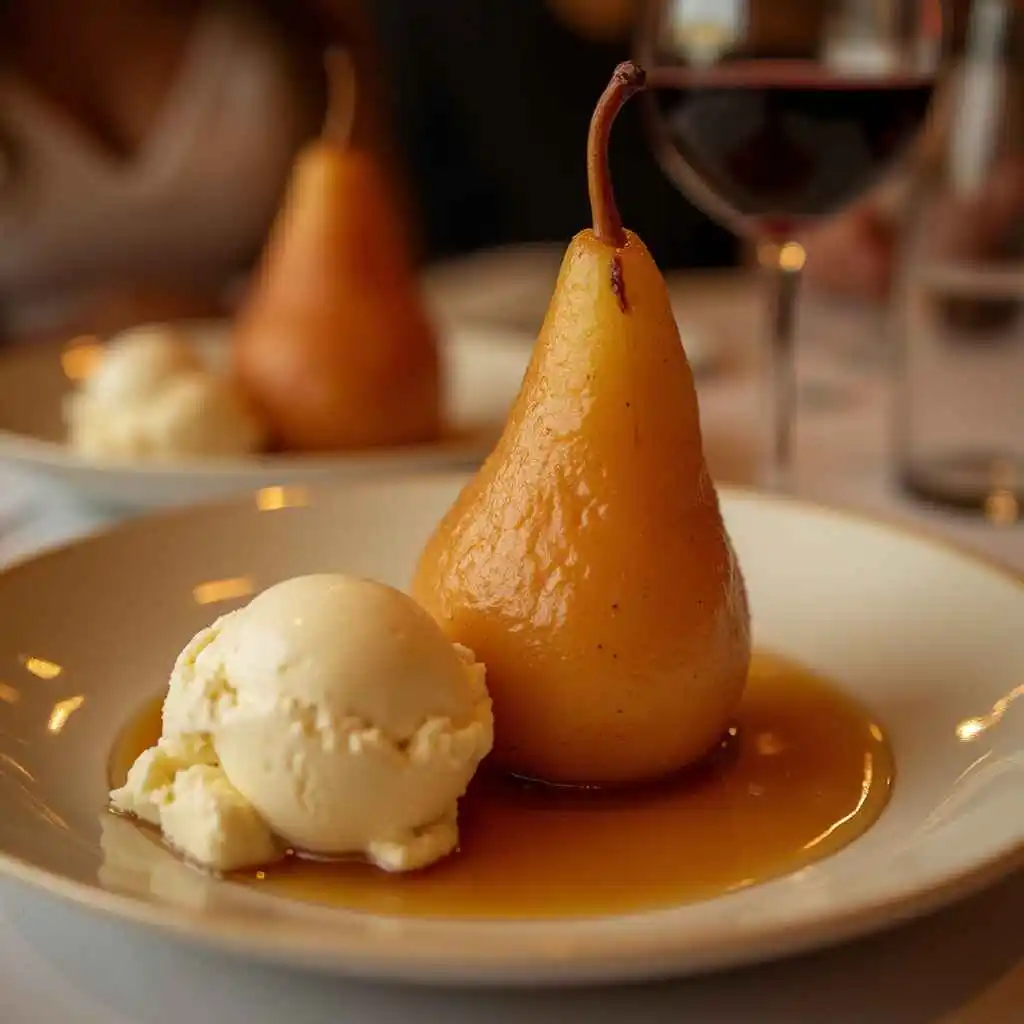 A plat of Poached Pear Recipe