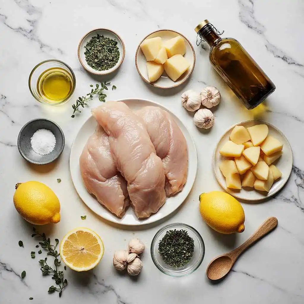 Greek chicken and potatoes ingredients